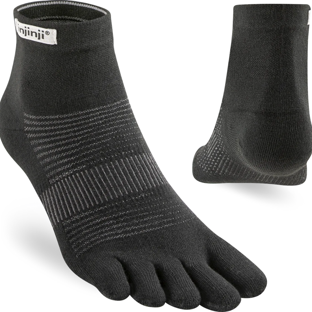 Injinji RUN Lightweight (Ultra-Thin) Tå-sokker Sort (Mini Crew)